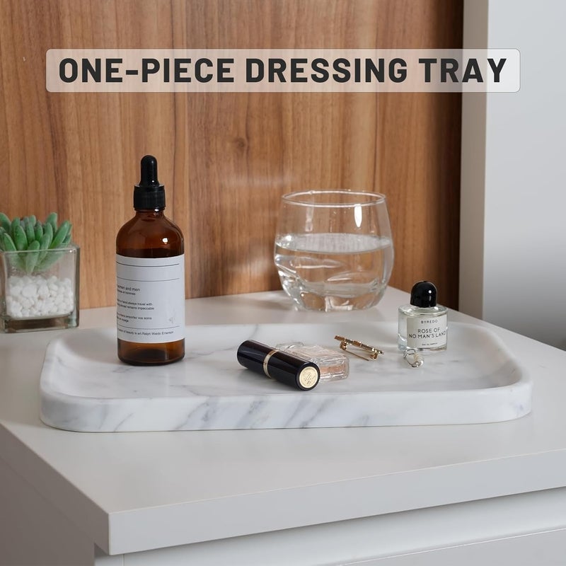 karibiber Statuario Marble Vanity Tray - Decorative Organizer for Bathroom Countertop, Dresser, Kitchen Sink - Image 3
